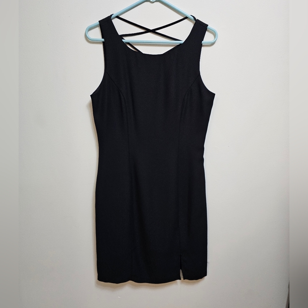 My Michelle vintage 90s little black dress small slit in front criss‎ cross back